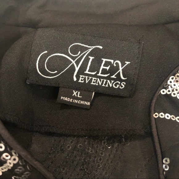 Alex Evenings Plus Size Sequin Mandarin Collar Neck 3/4 Sleeve Jacket Blazer - Picture 5 of 6